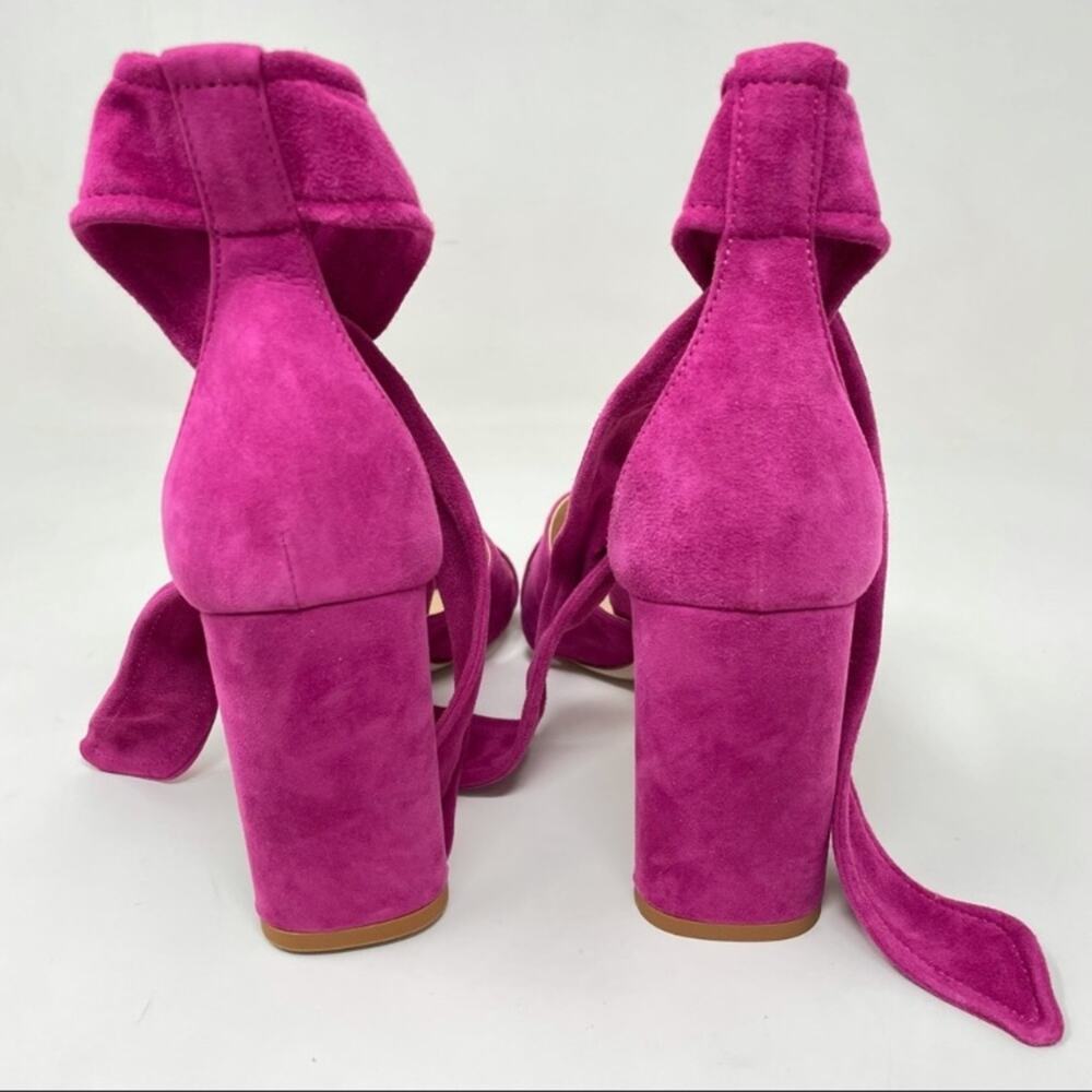 🎉HP👏 NIB Marion Parke Women's Leah Ankle Tie Sandal in Magenta Suede Sz 7.5 - Picture 4 of 16